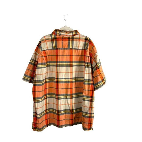 Vintage Tommy Hilfiger Orange Plaid Print Button Down Shirt - Picture 2 of 8